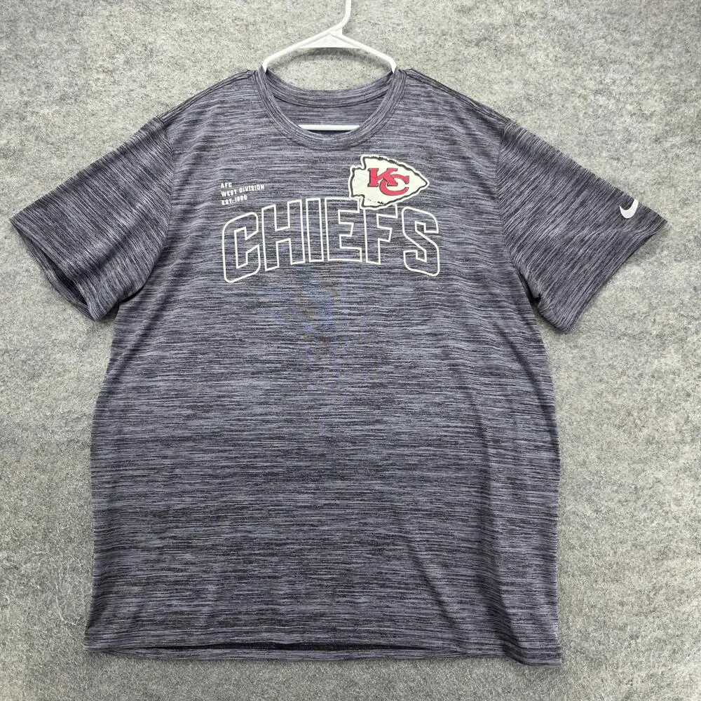 Kansas City Chiefs Shirt Mens XL Gray NFL Football Nike Dri-FIT Lightweight